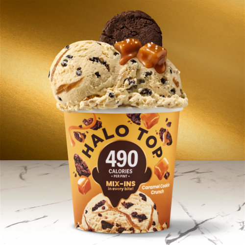 Halo Top Caramel Cookie Crunch Light Ice Cream Perspective: left