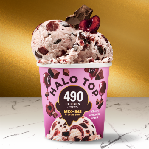 Halo Top Cherry Chocolate Chunk Light Ice Cream Perspective: left