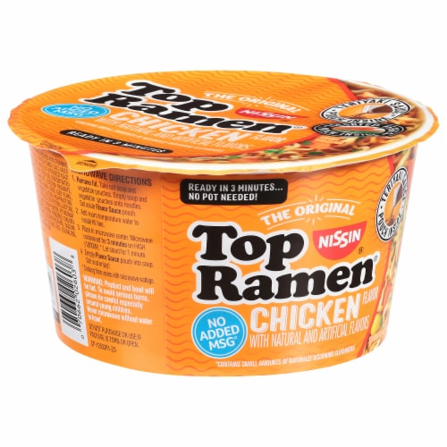 Nissin Top Ramen Chicken Flavor Ramen Noodle Soup Perspective: left