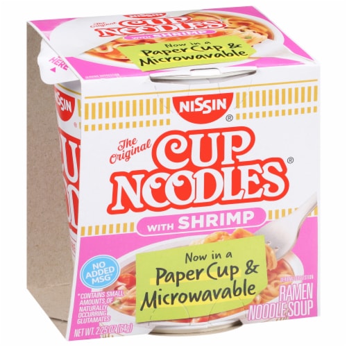 Nissin Cup Noodles with Shrimp Ramen Noodle Soup Perspective: left
