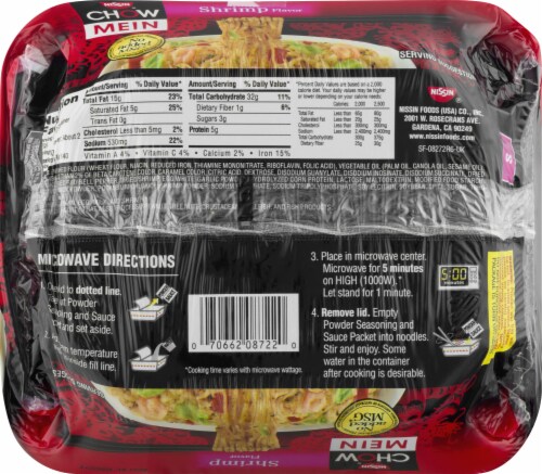Nissin Shrimp Flavor Chow Mein Noodles Perspective: left