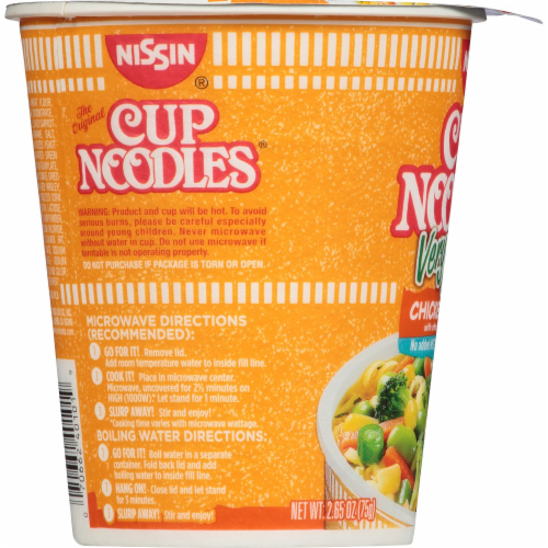 Nissin Cup Noodles Very Veggie Chicken Flavor Ramen Noodle Soup Perspective: left