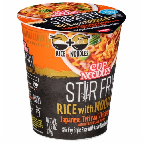 Nissin Cup Noodles Stir Fry Japanese Teriyaki Chicken Flavor Rice with Noodles Perspective: left