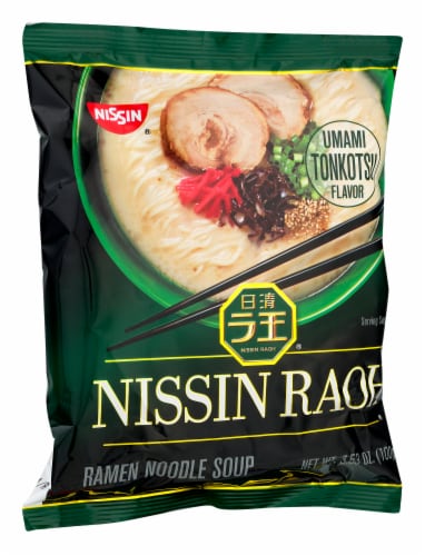 Nissin Raoh Tonkotsu Flavor Ramen Noodle Soup Perspective: left