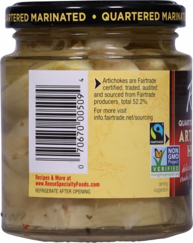 Reese Quartered Marinated Artichoke Hearts Perspective: left