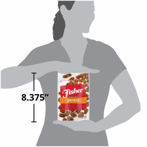 Fisher Snack Roasted Salted Pecans Perspective: left