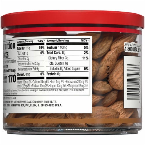 Fisher Snack Oven Roasted Never Fried Almonds Perspective: left