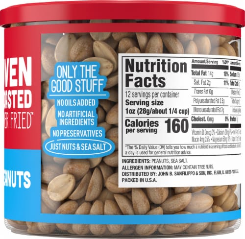 Fisher Snack Oven Roasted Never Fried Peanuts Perspective: left
