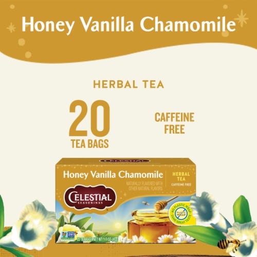 Celestial Seasonings Caffeine Free Honey Vanilla Chamomile Herbal Tea Perspective: left