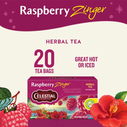 Celestial Seasonings® Raspberry Zinger Herbal Tea Bags Perspective: left