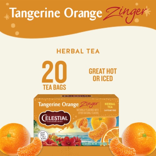 Celestial Seasonings Caffeine Free Tangerine Orange Zinger Herbal Tea Perspective: left