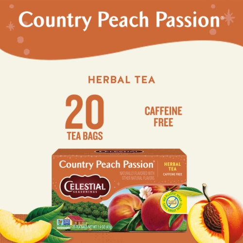 Celestial Country Peach Passion Herbal Tea 20 bags each ~ Lot of 2