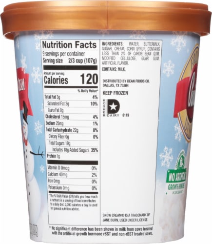 Purity Snow Cream Ice Cream Tub Perspective: left