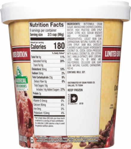 Purity Cherry Chocolate Chip Ice Cream Tub Perspective: left