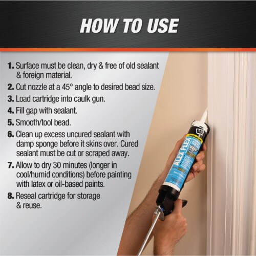 Dap Alex Flex 10.1 Oz. Premium Molding & Trim Acrylic Latex Sealant, White 18542 Perspective: left