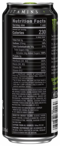 Monster Energy Original Energy Drink Can Perspective: left