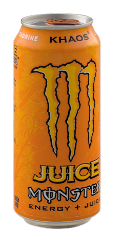 Monster Khaos Energy Juice Perspective: left