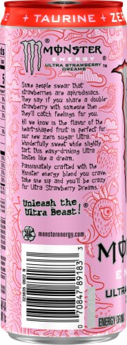 Monster® Zero Sugar Ultra Strawberry Dreams Energy Drink Can Perspective: left