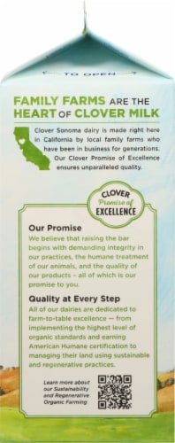 Clover Farms® Organic 2% Reduced Fat Milk Perspective: left