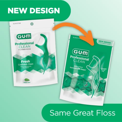 GUM® Professional Clean Mint Flossers Perspective: left