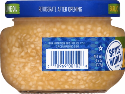 Spice World Minced Garlic in Extra Virgin Olive Oil Perspective: left