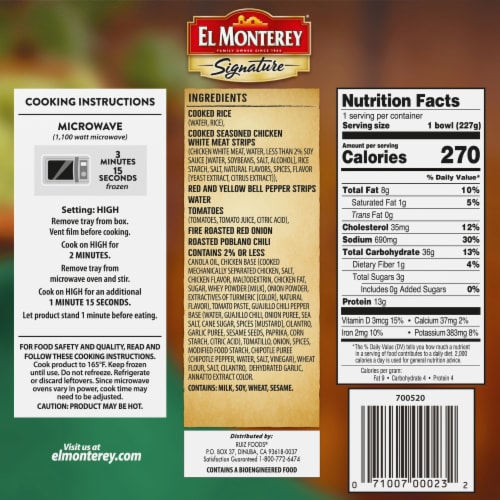 El Monterey® Signature Frozen Entrée Chicken Fajita Bowl Perspective: left