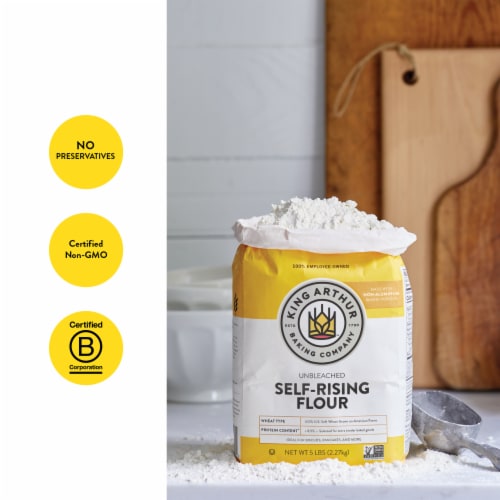 King Arthur Unbleached Self Rising Flour, Non-GMO Project Verified, No Preservatives Perspective: left