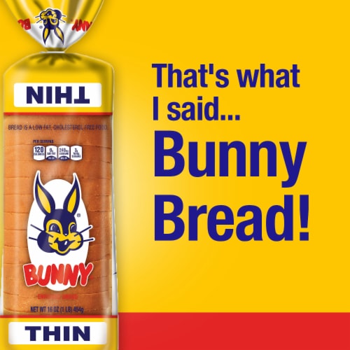 Bunny Bread Thin Sliced, Enriched Sliced White Bread, 16 oz Loaf Perspective: left
