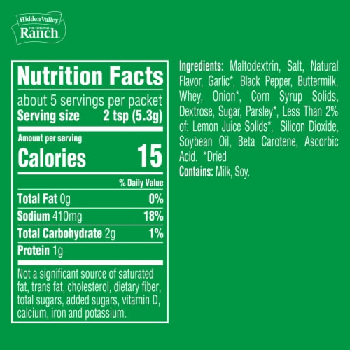 Hidden Valley Lemon Pepper Ranch Premium Recipe Mix and Seasoning Mix Packet Perspective: left