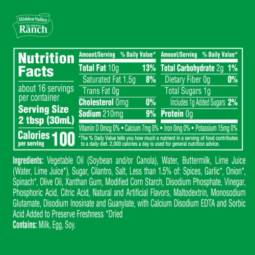 Hidden Valley Cilantro Lime Ranch Condiment and Dressing, Easy Squeeze Bottle Perspective: left