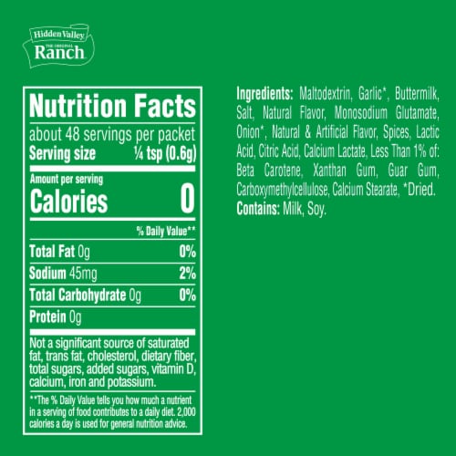 Hidden Valley Seasoning, Dressing and Recipe Mix, Garlic Ranch, Perspective: left