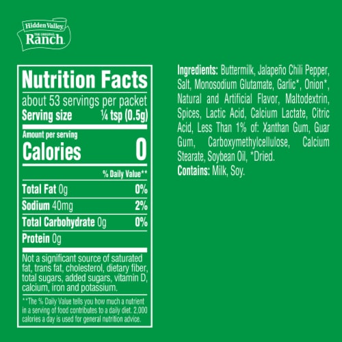 Hidden Valley Creamy Jalapeno Ranch Salad Dressing and Seasoning Mix Packet Perspective: left