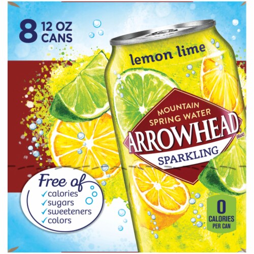 Arrowhead® Mountain Spring Lemon Lime Flavored Sparkling Water Cans Perspective: left