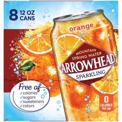 Arrowhead® Mountain Spring Orange Flavored Sparkling Water Cans Perspective: left