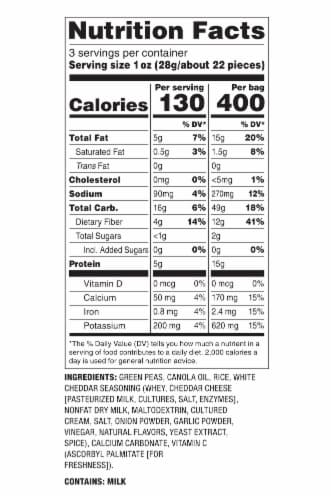 Harvest Snaps® White Cheddar Green Pea Snack Crisps Perspective: left