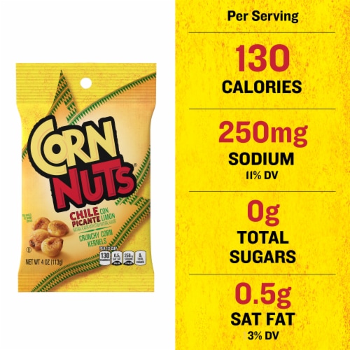 Corn Nuts ® Chile Picante con Limon Crunchy Corn Kernels Snack, 4 oz. Bag Perspective: left