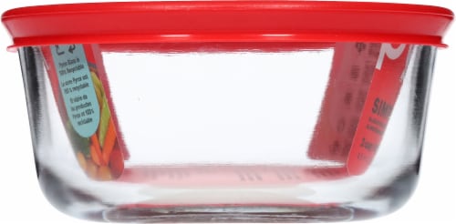 Pyrex® Round 2 Cup Storage Container with Red Lid Perspective: left