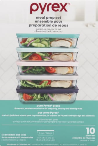 Pyrex SS 10pc 3cup Meal Plan St MassGroc Perspective: left