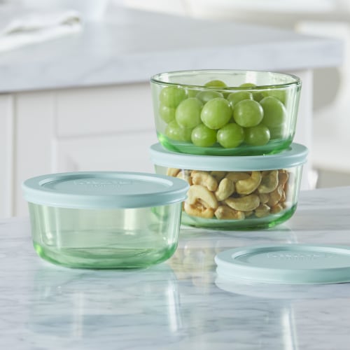 Pyrex Glass Food Storage Dishes Perspective: left