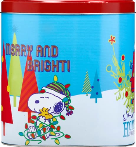 Popcorn Snoopy Christmas Popcorn Tin Perspective: left