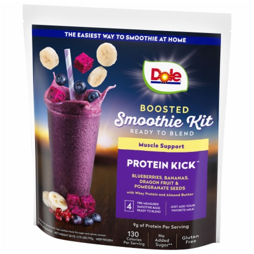 Dole Boosted Protein Kick Smoothie Kit 4 - 7 oz Bags Perspective: left