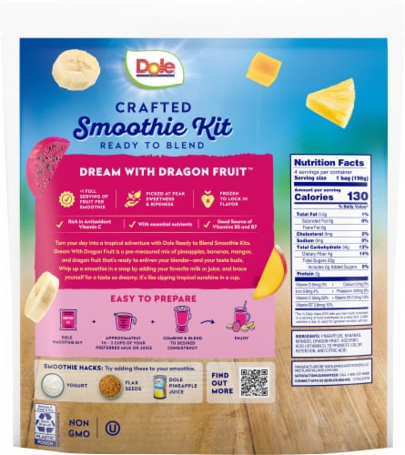Dole Crafted Dream with Dragon Fruit Smoothie Kit Bag 4 ea Perspective: left