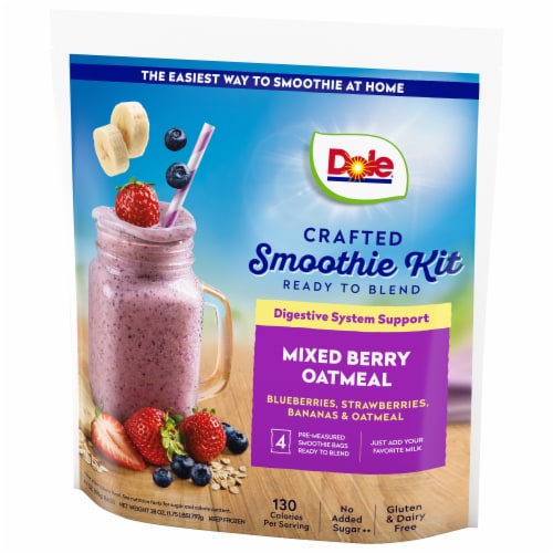 Dole Crafted Mixed Berry Oatmeal Smoothie Mix Bag 4 ea Perspective: left