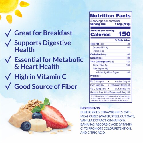 DOLE CRAFTED SMOOTHIE BLENDS® Mixed Berry Oatmeal Pre-Portioned Frozen Fruit Bags Perspective: left