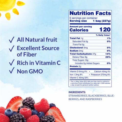 DOLE® Mixed Berries Pre-Portioned Frozen Fruit Bags Perspective: left
