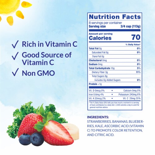 Dole® Fruit & Veggie Blends Berries 'n Kale Frozen Blend Perspective: left