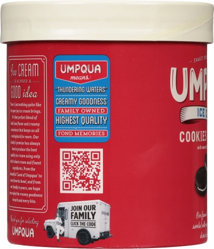 Umpqua Cookies & Cream Ice Cream Tub Perspective: left
