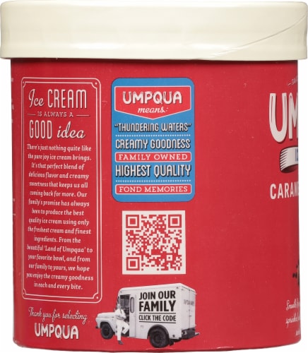 Umpqua Caramel Cold Brew Ice Cream Tub Perspective: left