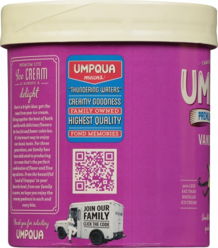 Umpqua Vanilla Bean Light Ice Cream Tub Perspective: left