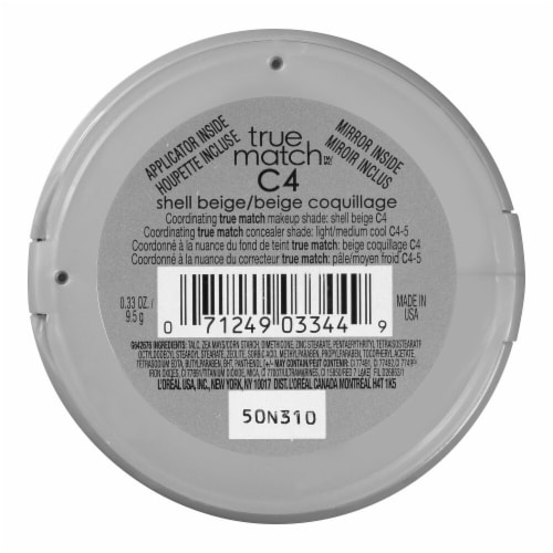 L'Oreal Paris True Match Super Blendable Oil-Free C4 Shell Beige Pressed Powder Perspective: left